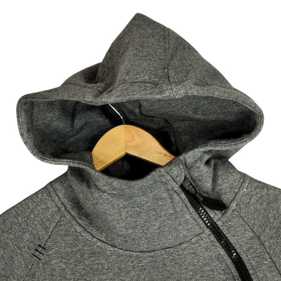 Tuxy One Piece Sweatsuit Jumpsuit L Men Gray Top Black Bottom Hooded Zip Fly NEW - Picture 9 of 13